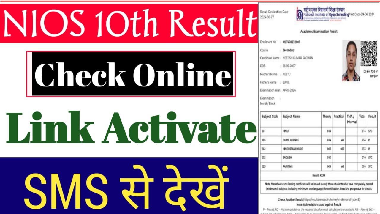 NIOS 10th Result 2025